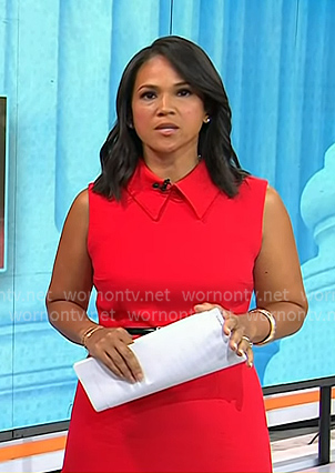Laura’s red collared sleeveless dress on Today