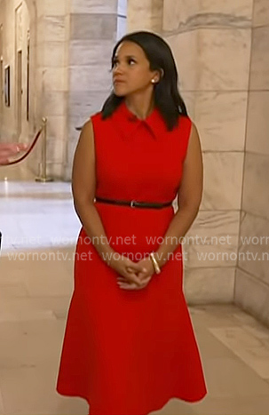 Laura’s red collared sleeveless dress on Today