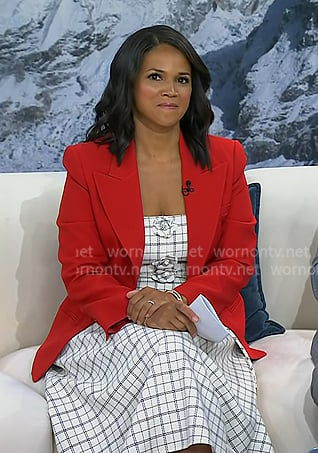 Laura’s white plaid floral applique dress on Today