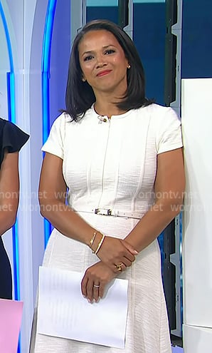 Laura’s white textured zip front dress on Today