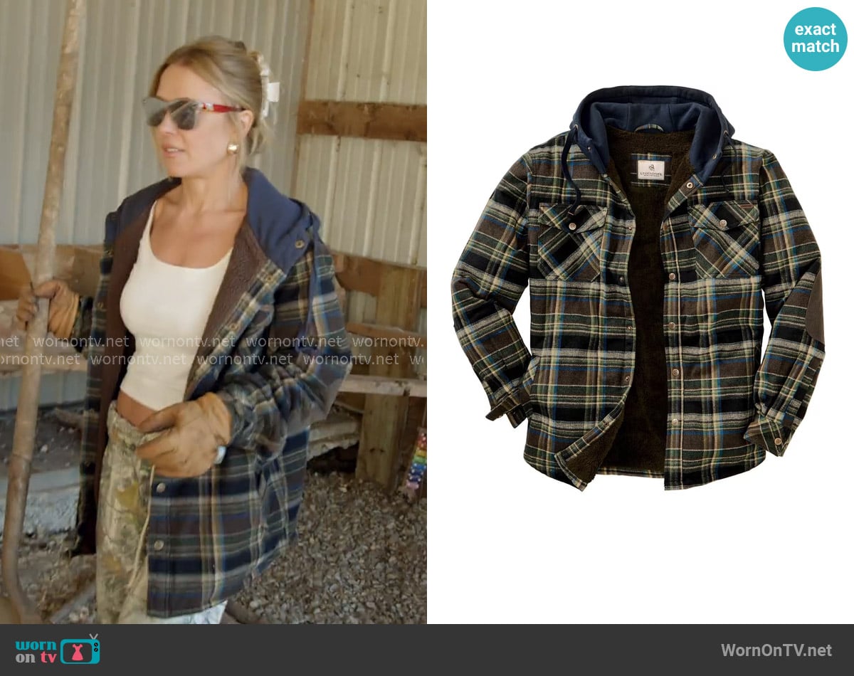 Legendary Whitetails Camp Night Berber Lined Hooded Flannel Shirt Jacket worn by Masha Petrova on The McBee Dynasty Real American Cowboys