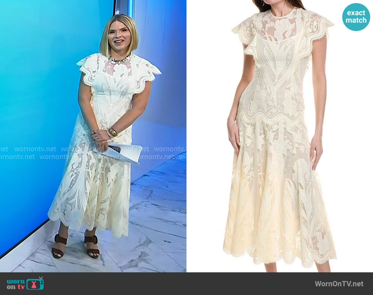 Lela Rose Floral Embroidered Tulle A-line Dress worn by Jenna Bush Hager on Today