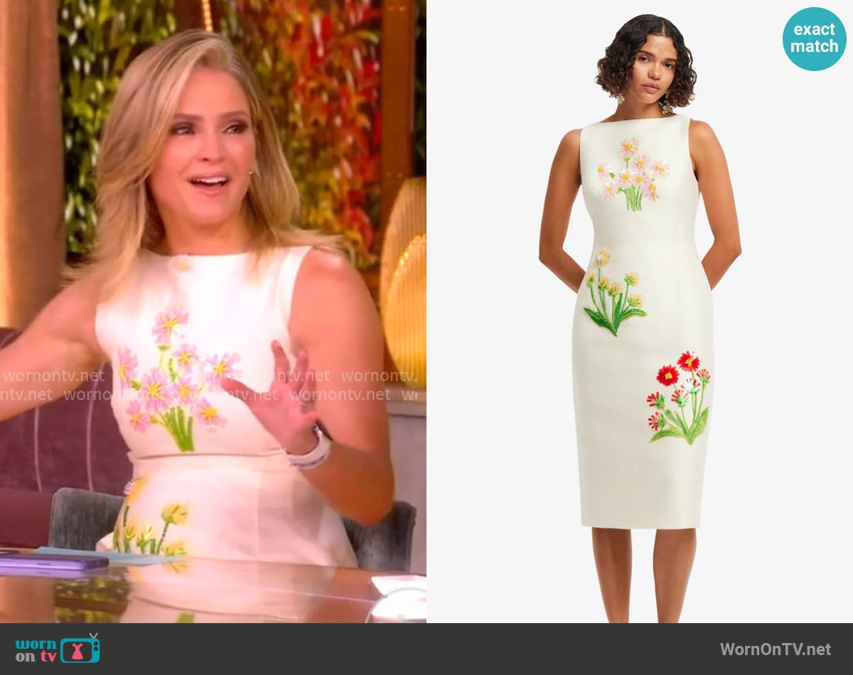 Leo Lin Wildflower Beatrice Embellished Midi Dress worn by Sara Haines on The View