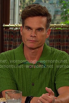 Leo’s green short sleeve knit shirt on Days of our Lives