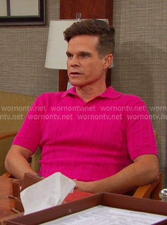 Leo's pink ribbed polo on Days of our Lives