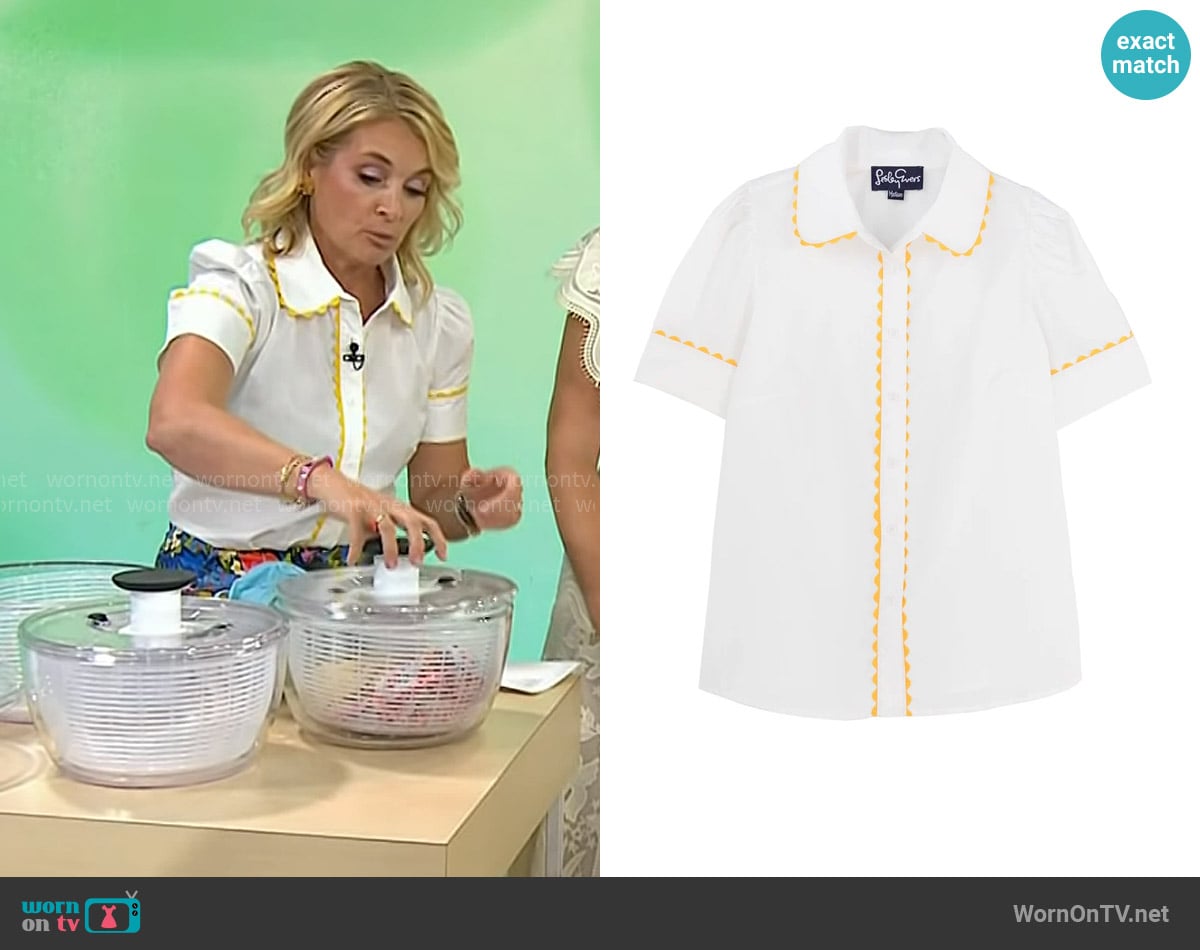 Meaghan Murphy’s white scalloped shirt on Today Meaghan Murphy’s white scalloped shirt on Today