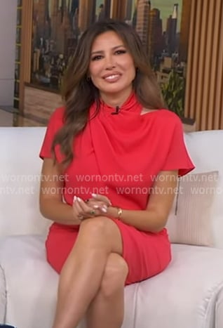Leslie Lopez’s pink gathered dress on Good Morning America