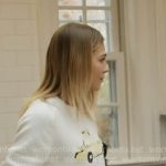 Lexi’s white NYC taxy print sweater on In The City