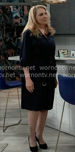 Liesl’s navy shirtdress on General Hospital