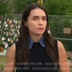 Lilia Luciano’s navy top with denim collar on CBS Mornings