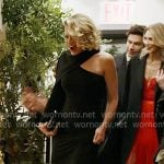 Lindsay’s black one-shoulder dress on In The City
