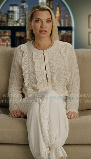 Lindsay’s ruffle knit cardigan and pants on In The City