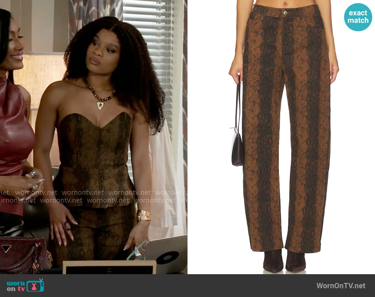 Line & Dot Iggy Pant worn by Eva Thomas (Ambyr Michelle) on Beyond the Gates