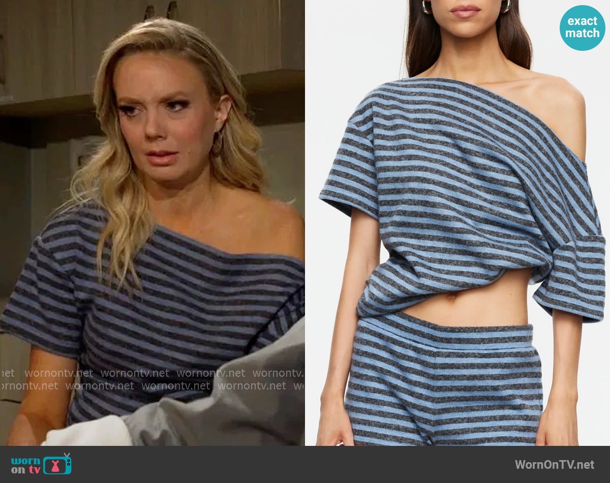 Lioness Wildlands One-Shoulder Knit Top worn by Abby Newman (Melissa Ordway) on The Young and the Restless