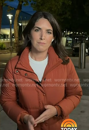 Liz's orange puffer jacket on Today