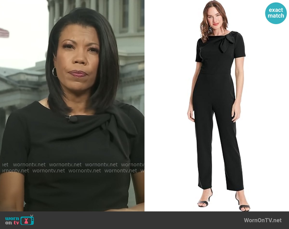 London Times Bow Neck Jumpsuit worn by Nikole Killion on CBS Evening News