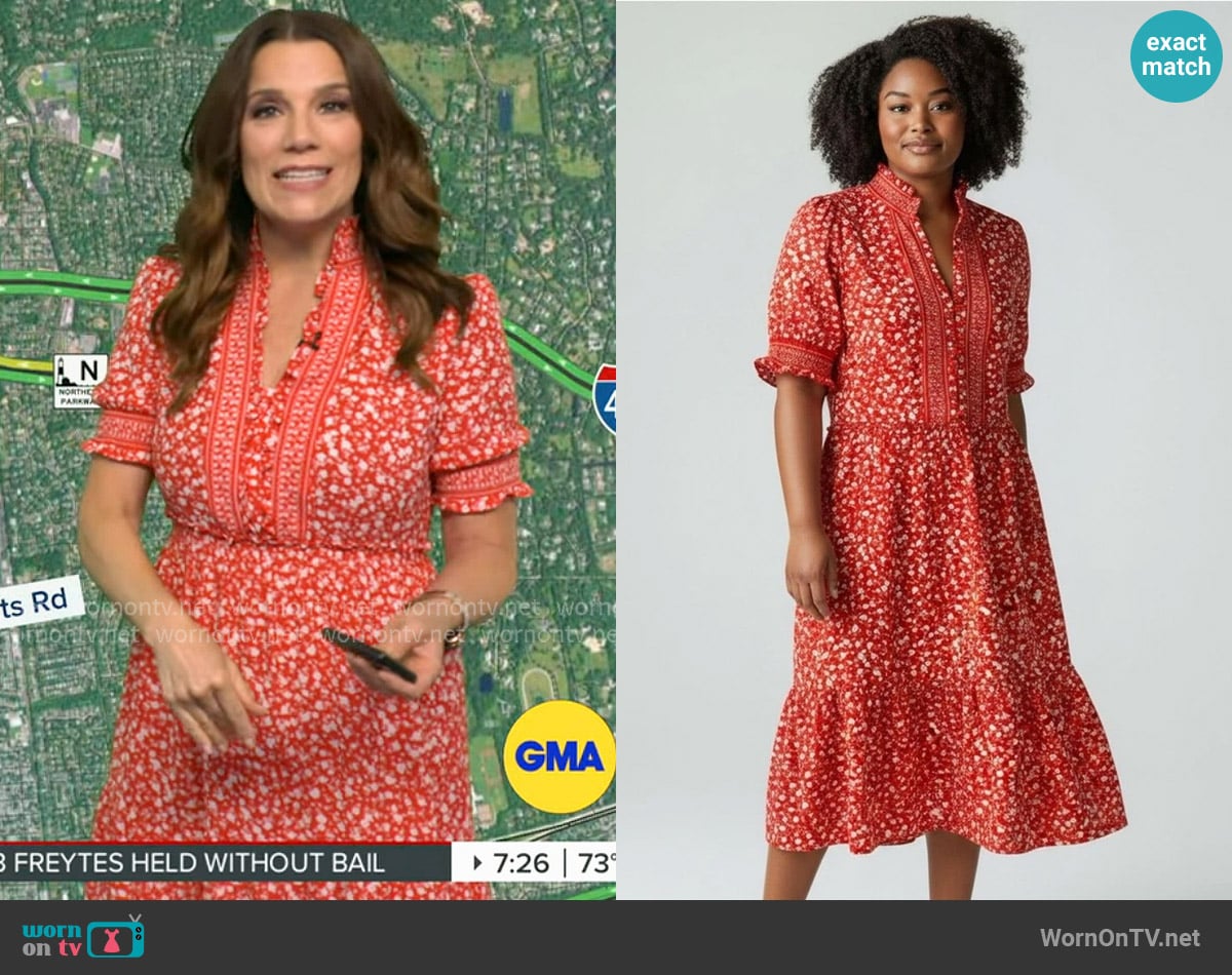 London Times Floral Print Dress worn by Heather O’Rourke on Good Morning America