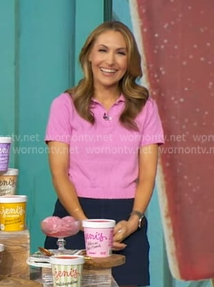 Lori’s pink knit polo top on Good Morning America