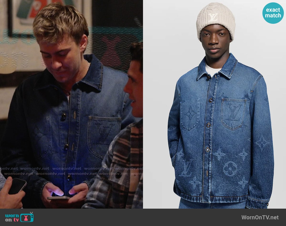 Louis Vuitton Monogram Denim Workwear Overshirt worn by Charlie Zakkour on Next Gen NYC