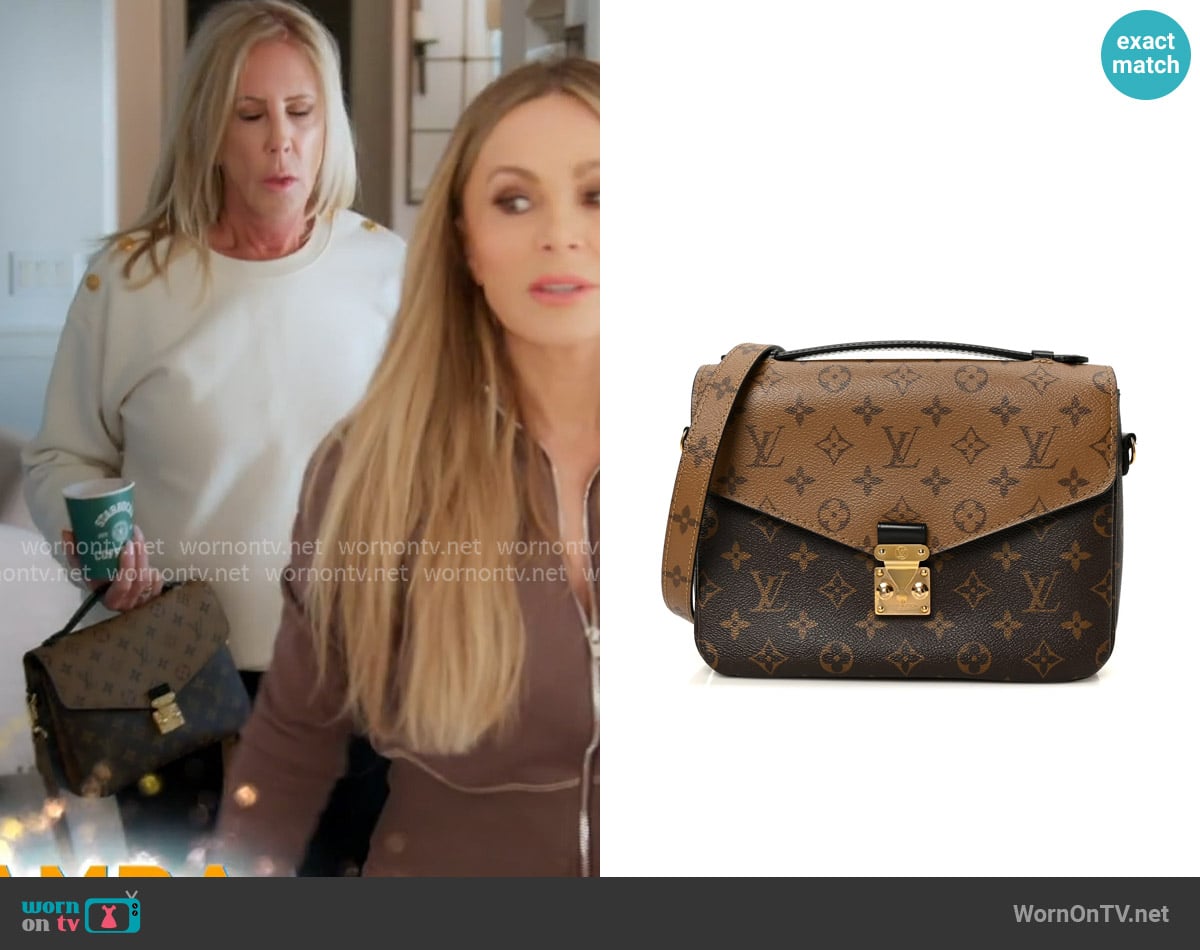 Louis Vuitton Reverse Monogram Pochette Metis worn by Vicki Gunvalson on The Real Housewives of Orange County
