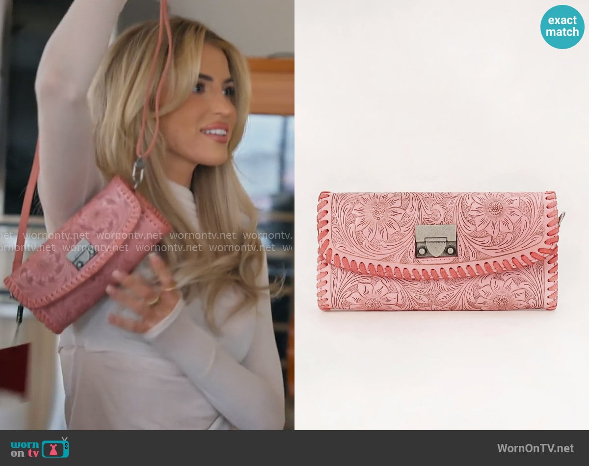 Loyal West Elena Mini Bag in Pink worn by Allie Eklund on The McBee Dynasty Real American Cowboys