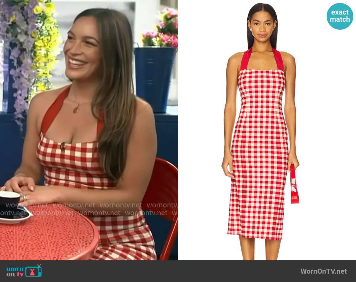 LPA Liz Midi Dress worn by Emily Orozco on Access Hollywood