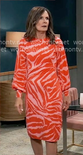 Lucy’s red zebra print dress on General Hospital