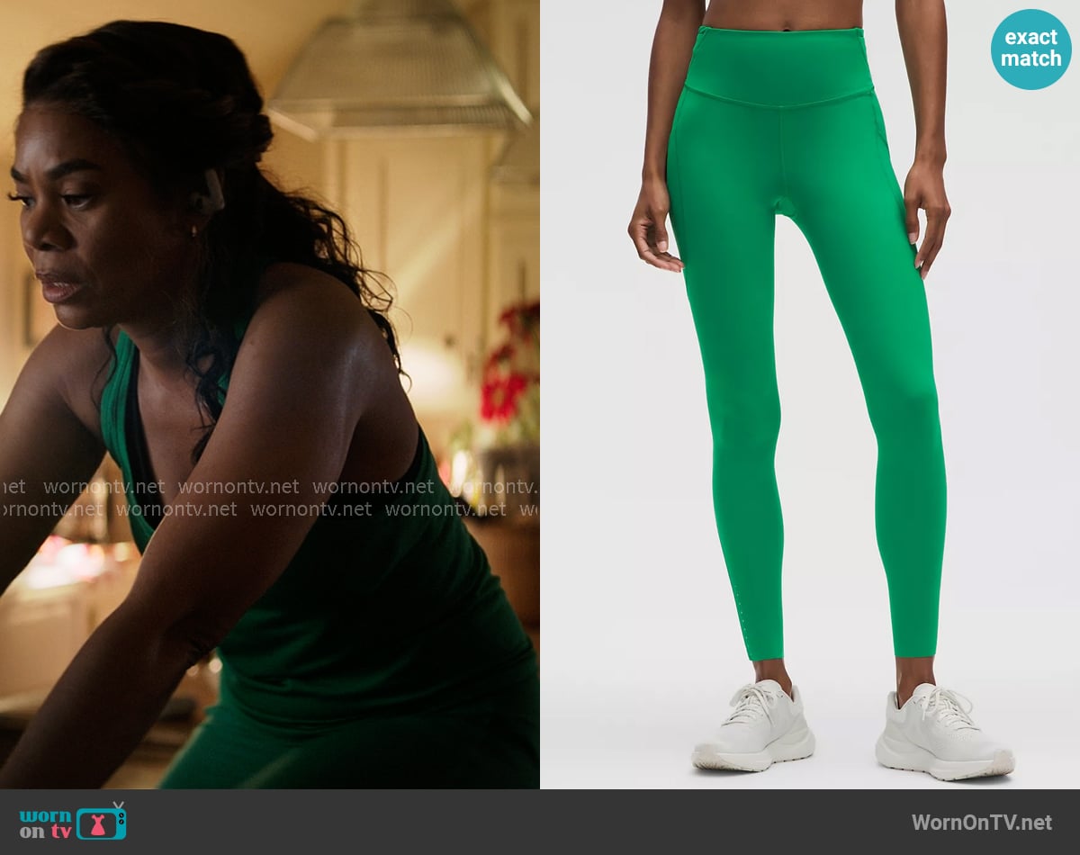 Lululemon Fast and Free High-Rise Tight in Raceway Green worn by  Dru-Ann Jones (Regina Hall) on The Five Star Weekend