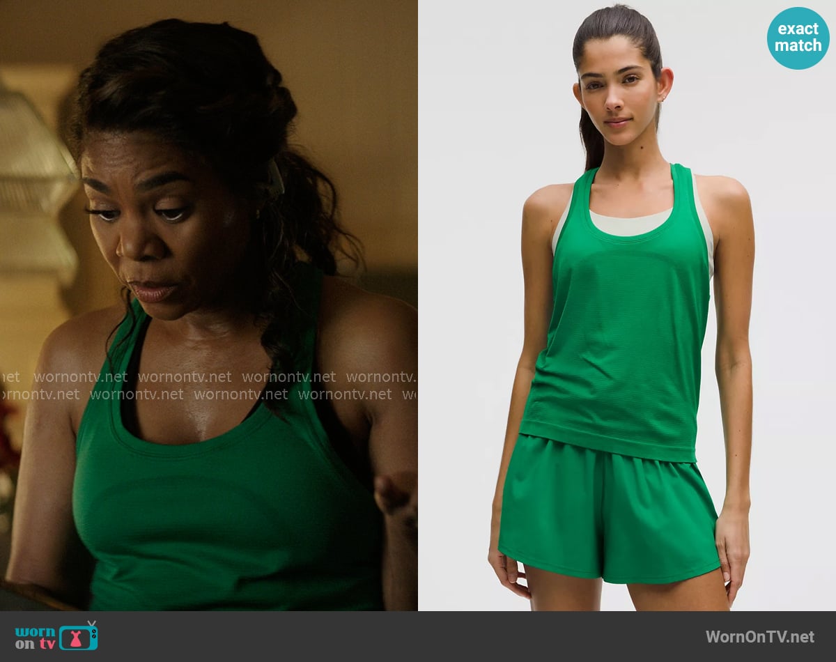 Lululemon Swiftly Tech Racerback Tank Top in Raceway Green worn by  Dru-Ann Jones (Regina Hall) on The Five Star Weekend