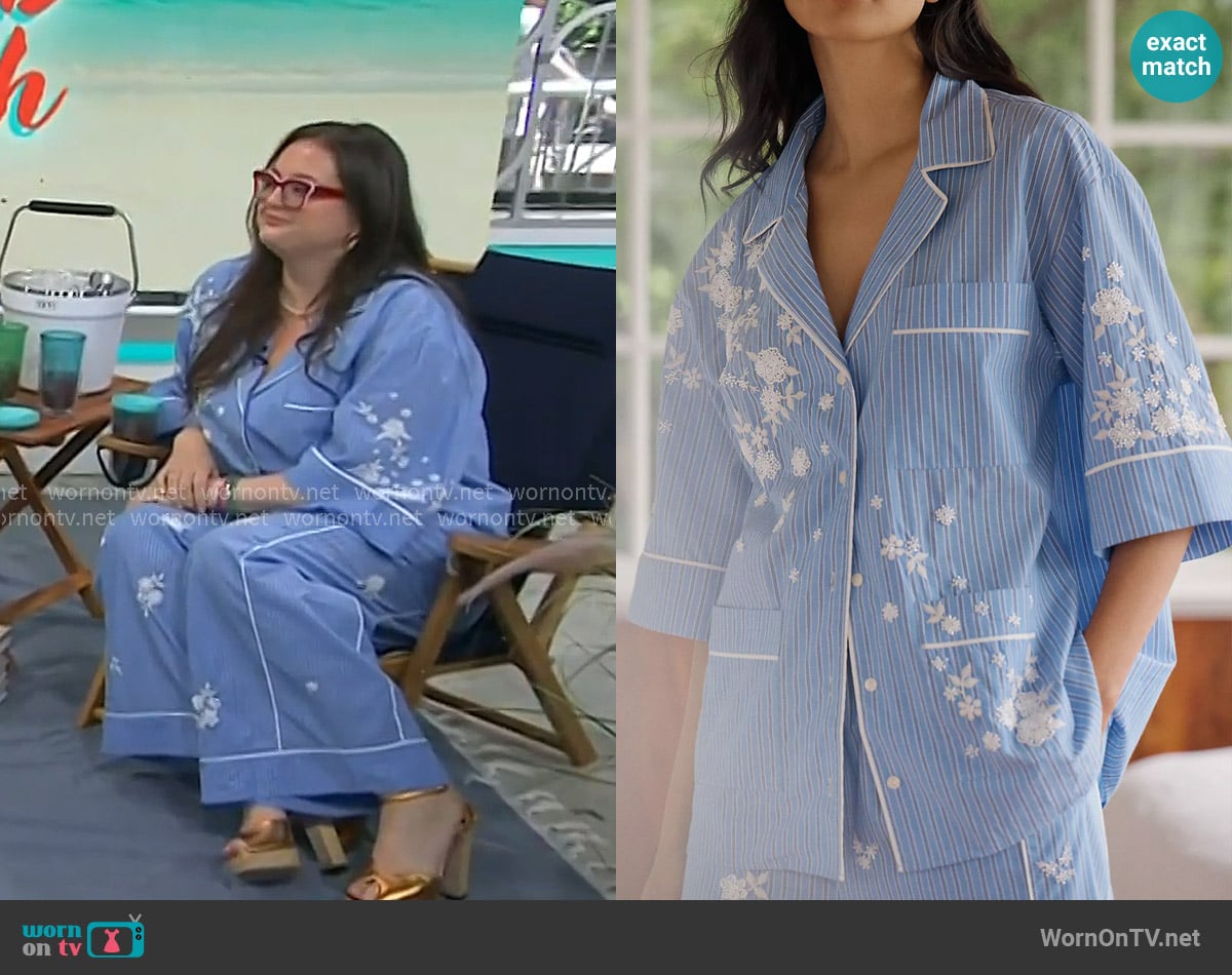 Krissy Downey’s blue striped floral shirt on Today Krissy Downey’s blue striped floral shirt on Today