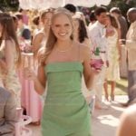 Madison’s green pleated mini dress on Elle