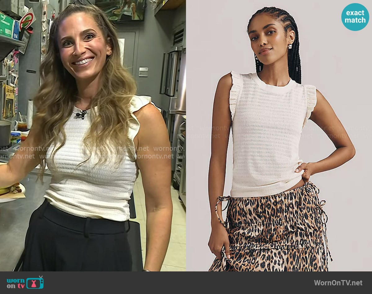 Maeve Ruffled Crew-Neck Tank worn by Melissa Ben-Ishay on Today
