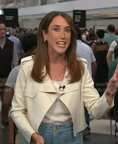 Maggie’s white cropped trench jacket on Today