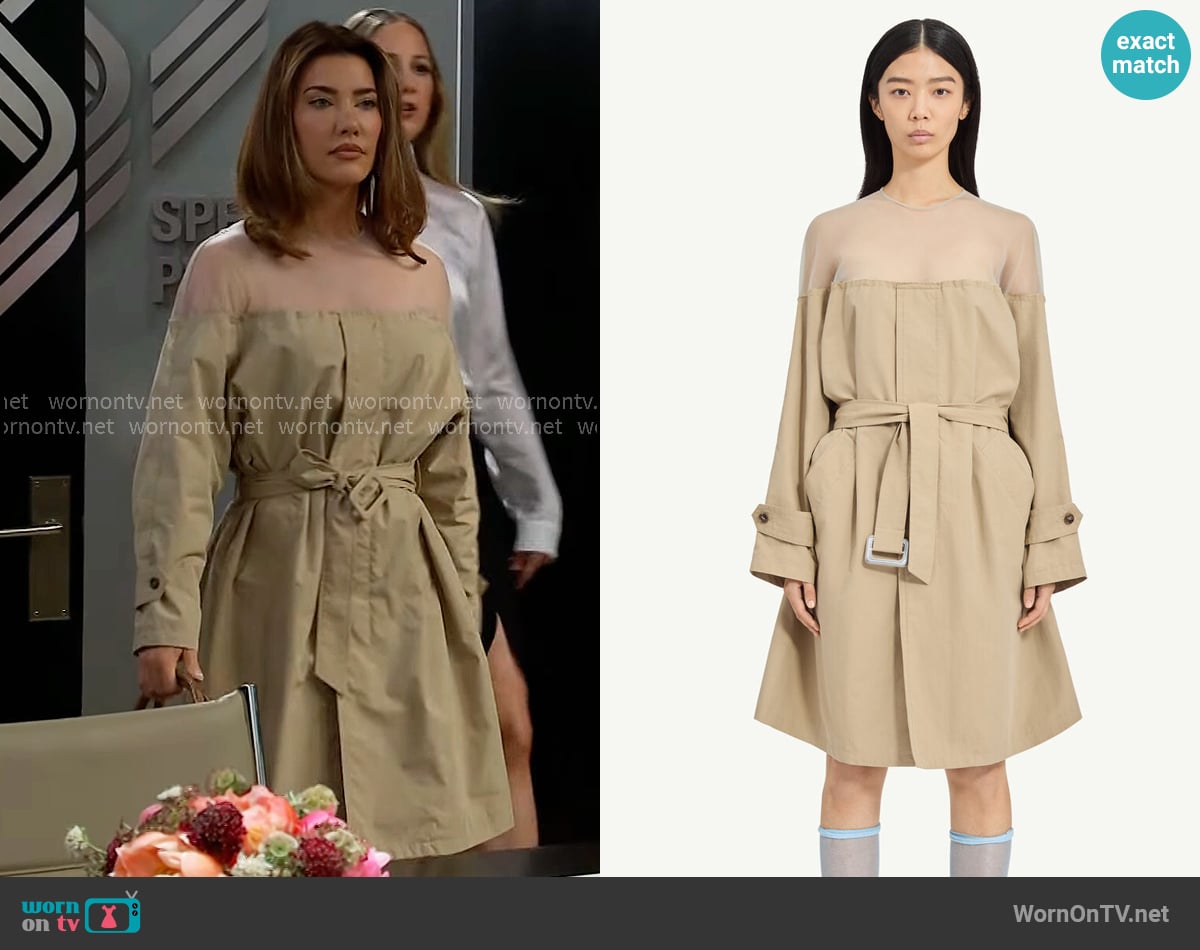 Maison Margiela High-Cut Cotton Trench Dress worn by Steffy Forrester (Jacqueline MacInnes Wood) on The Bold and the Beautiful