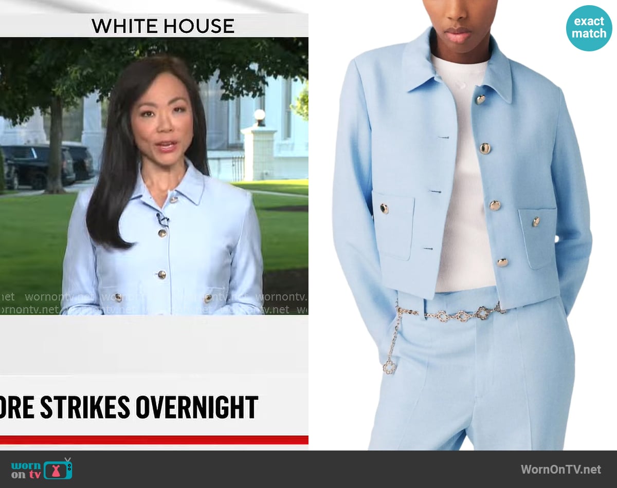 Maje Ciel Jacket worn by Weijia Jiang on CBS Mornings