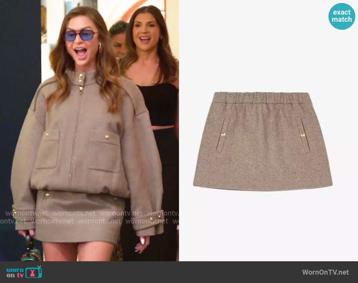 Maje Elasticated-Waist Mid-Rise Wool-Blend Mini Skirt worn by Lala Kent on The Valley