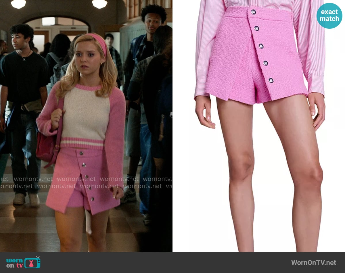 Maje Ilabar Tweed Skirt Front Shorts worn by Elle Woods (Lexi Minetree) on Elle