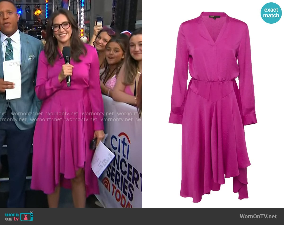 Maje Rushia Asymmetric Midi Dress worn by Savannah Sellers on Today