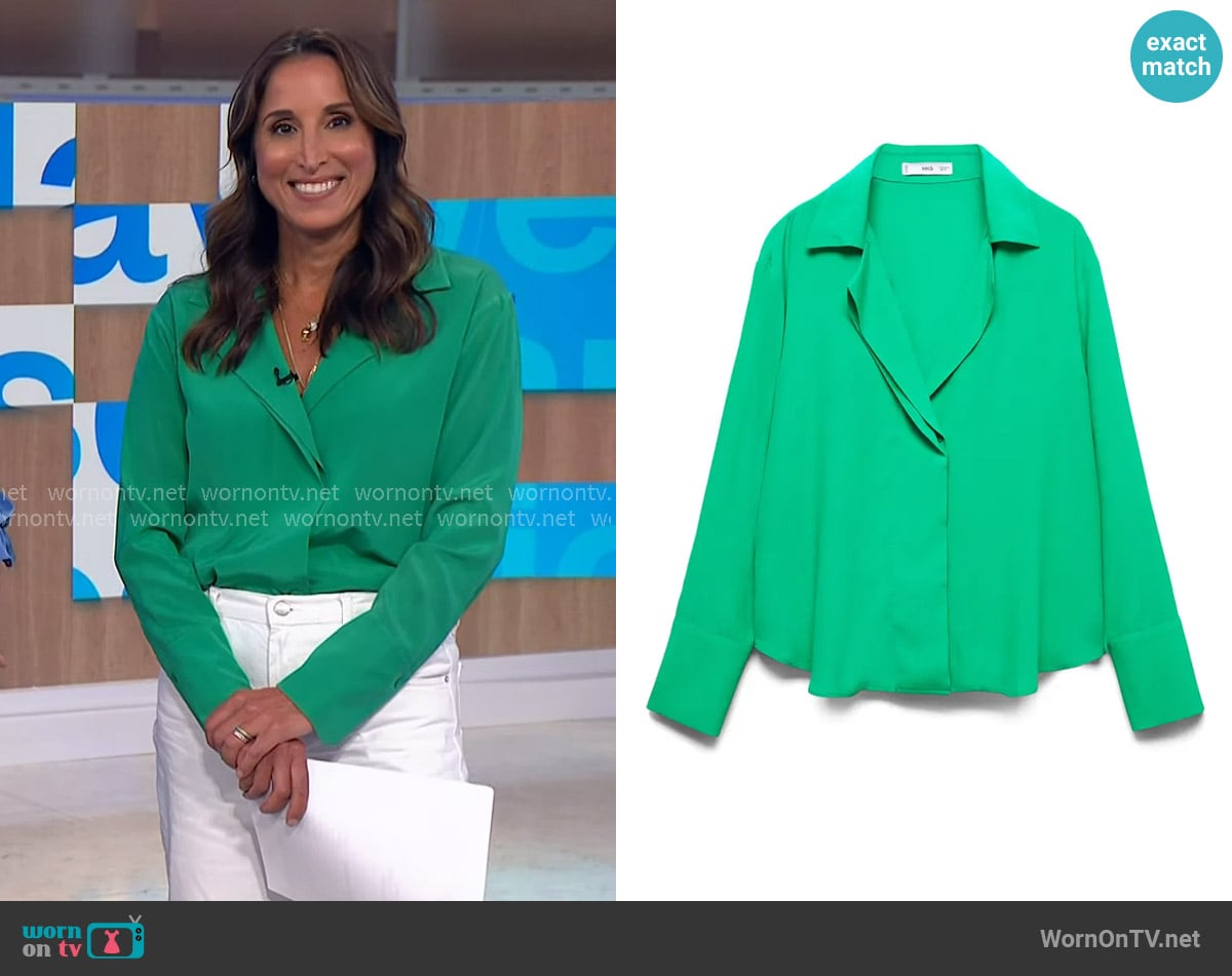 Mango Flowy Camp Collar Shirt worn by Yasmin Vossoughian on NBC News Daily