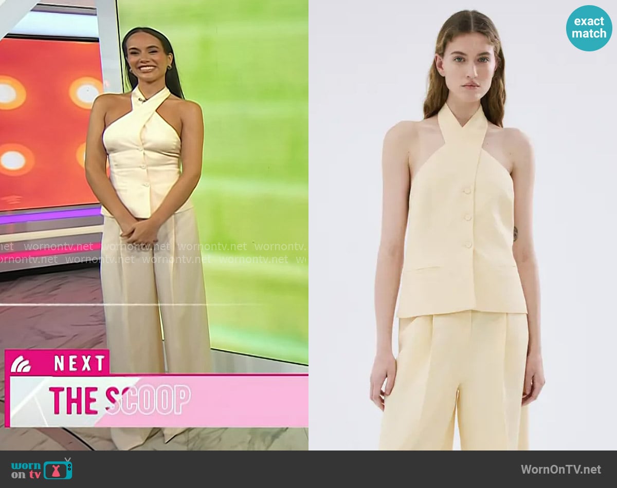 Emily Curl’s yellow cross halter top on Today