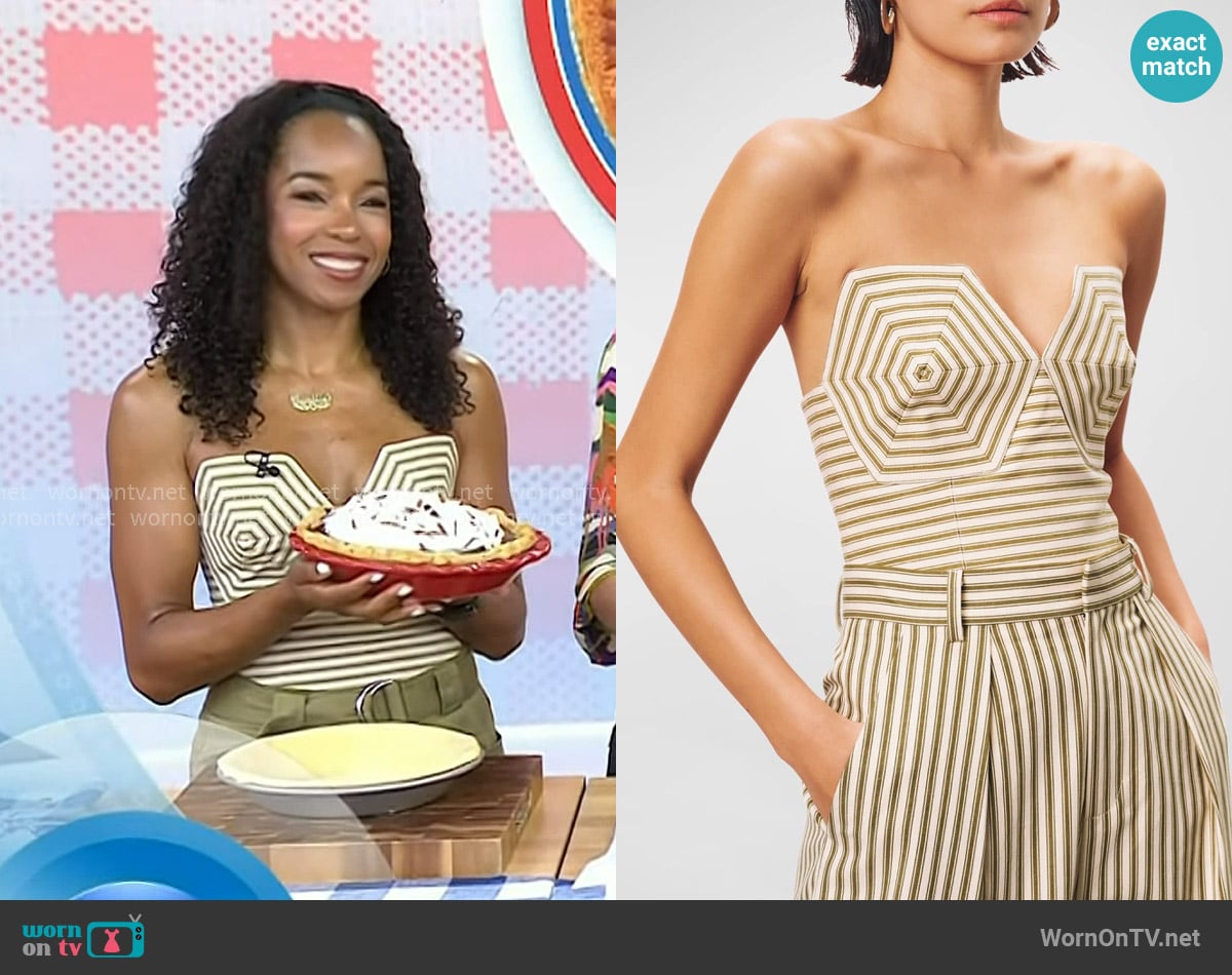 Mara Hoffman Suki Striped Bustier Top worn by Maya-Camille Broussard on Today