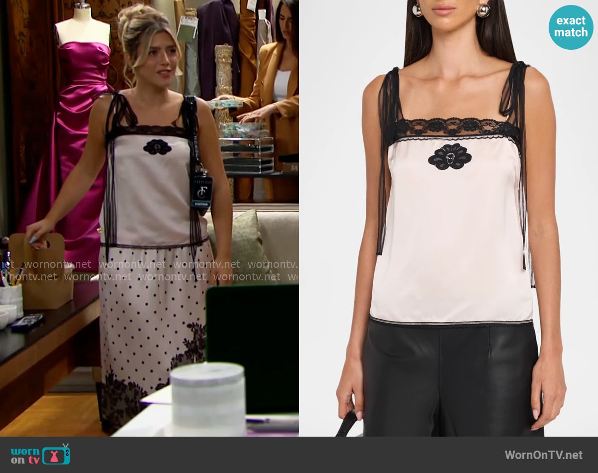 Marc Jacobs Ribbon-Strap Satin Tank Top worn by Jessica (Sissy Sheridan) on The Bold and the Beautiful