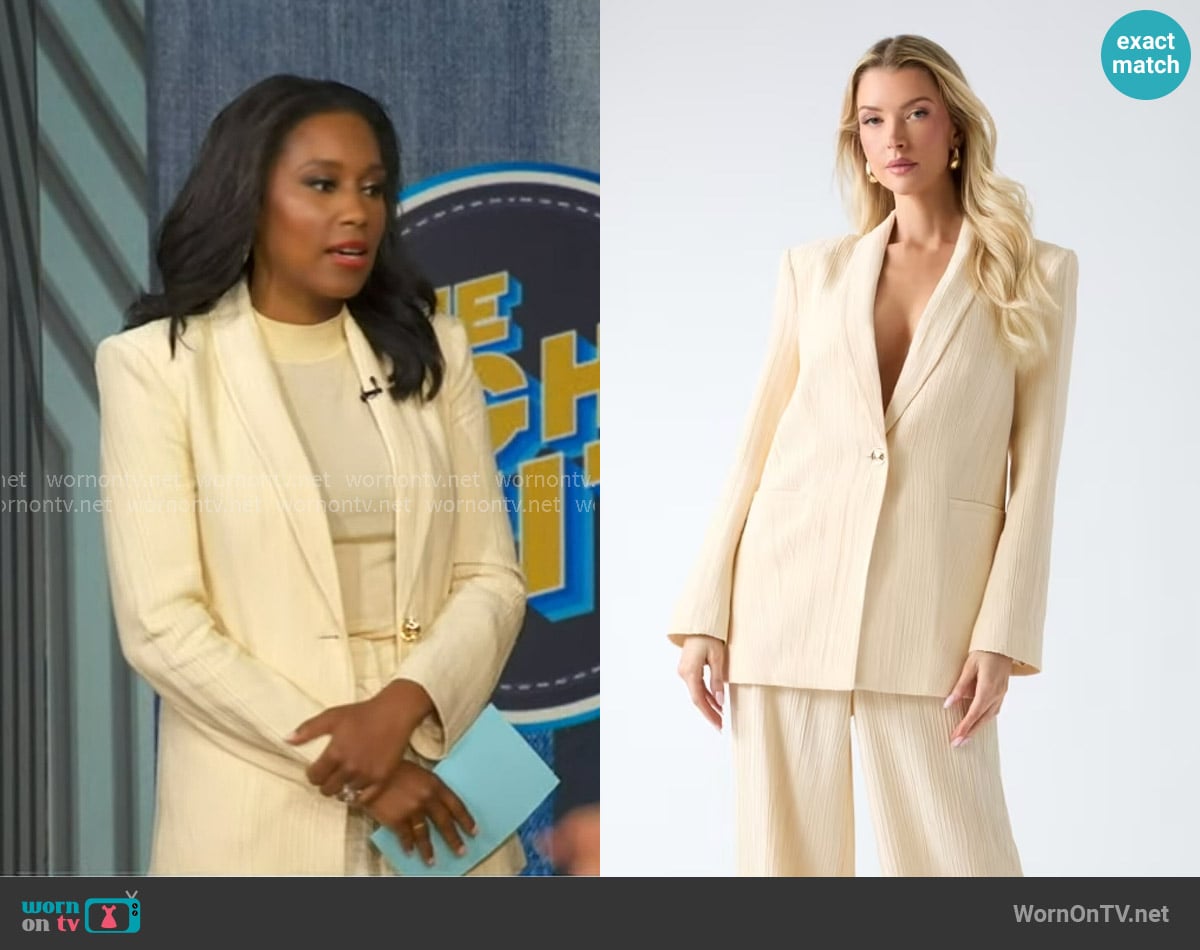 Marciano Single-breasted Blazer in Yellow worn by Rachel Scott on Good Morning America