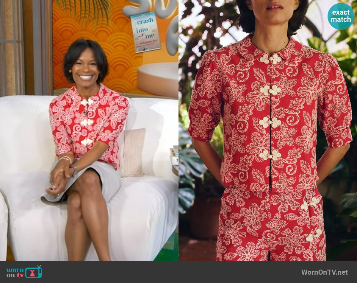 Robinne Lee’s red floral top on GMA