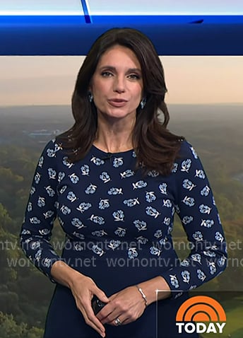 Maria's navy floral long sleeve dress on Today