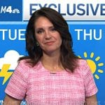 Maria’s pink plaid pleated hem dress on Today