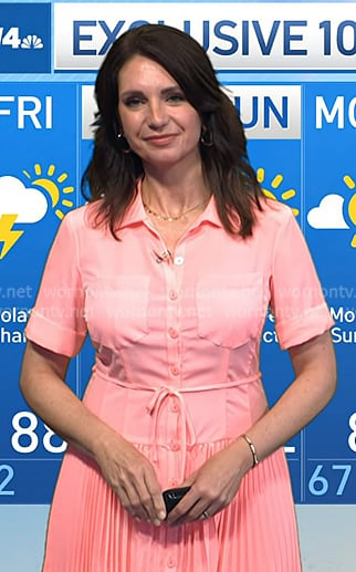 Maria’s pink pleated shirtdress on Today