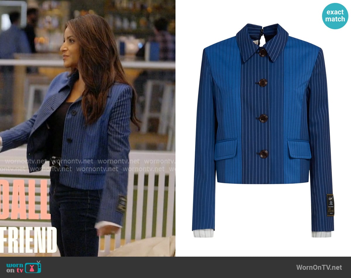 Marni Pinstripe-pattern virgin wool jacket worn by Kendall White on Next Gen NYC