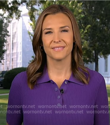 Mary Bruce's purple polo on Good Morning America