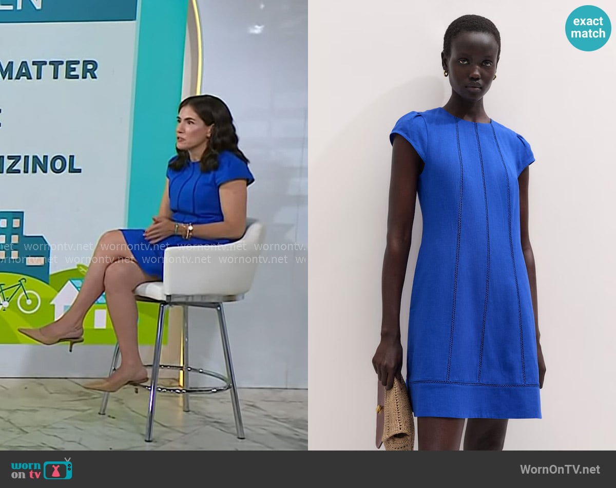 Lizzie Horvitz’s blue cap sleeve mini dress on Today